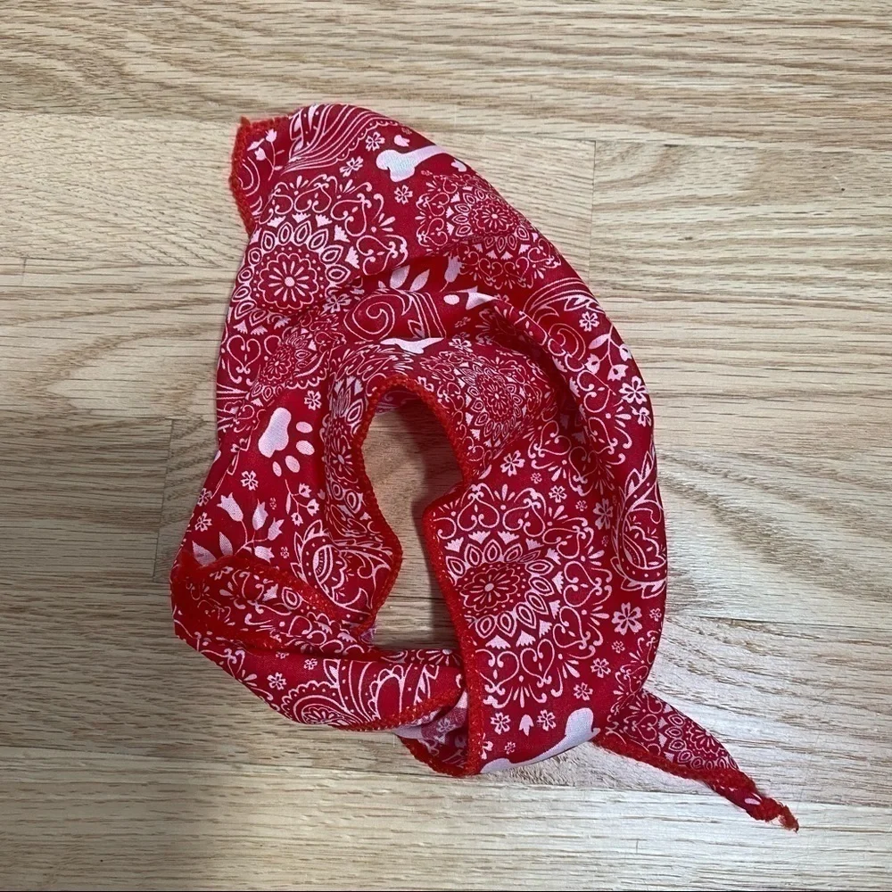 Dog Small Scarf Red White Pet Accessory